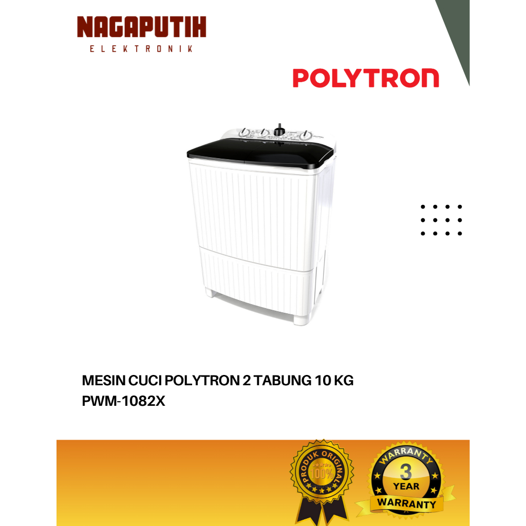 Mesin cuci 2 tabung Polytron Primadona Samba 10 Kg PWM-1082X