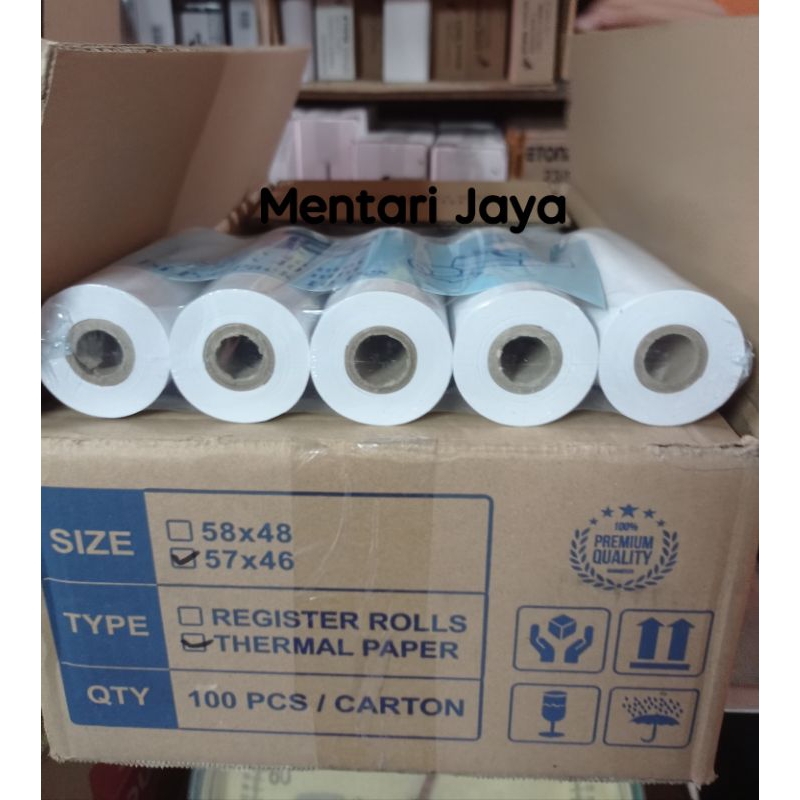 

Kertas thermal 57x46 merek THERMAL PAPER (100roll) 1karton