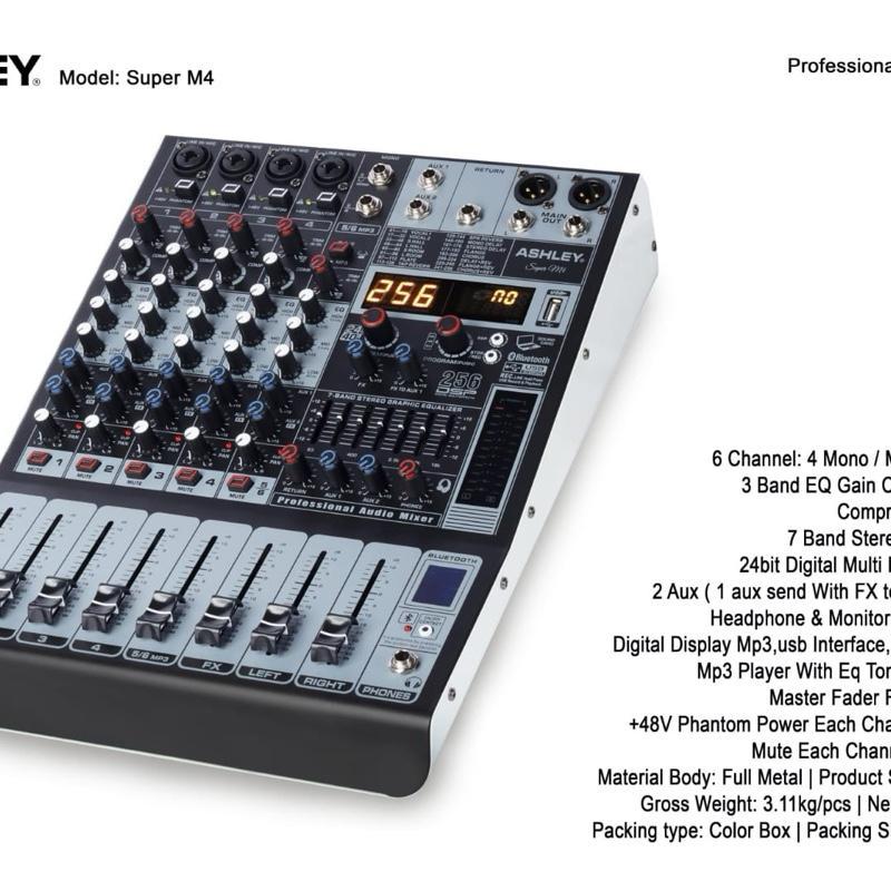 RB Mixer Ashley Super M4 / M 4 Original 6 Channel Effect Reverb 99 Dsp