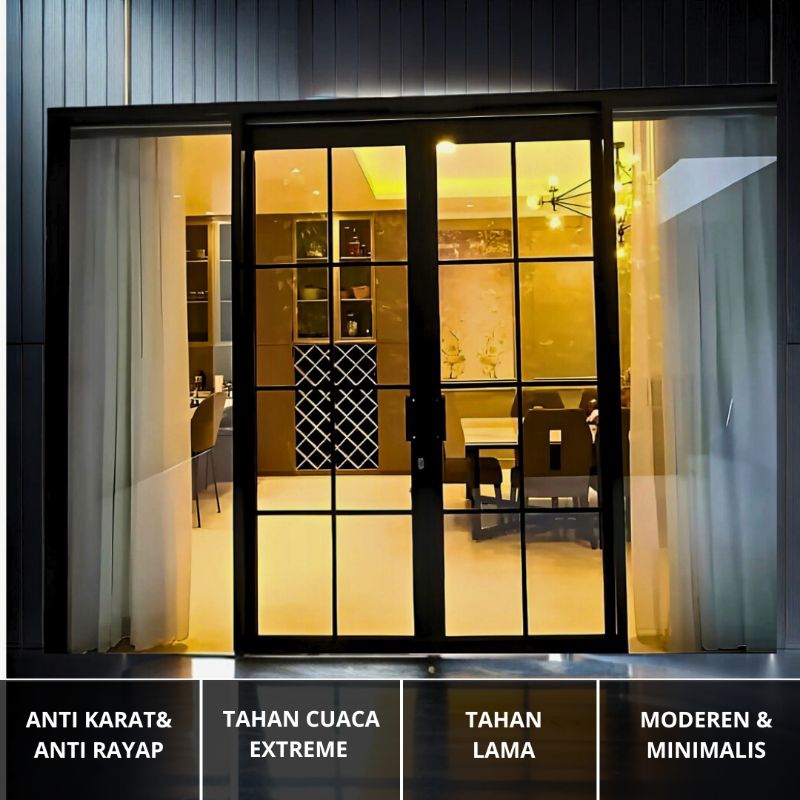 Pintu Sliding Aluminium Full Kaca