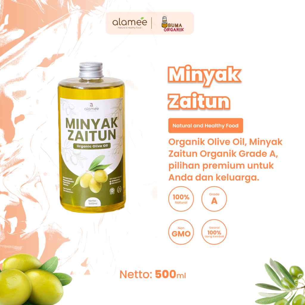 

Minyak Zaitun Olive Oil Extra Virgin 500ml Untuk Diminum Organic Organik Murni Asli Masak EVOO Minyak Zaitun Premium