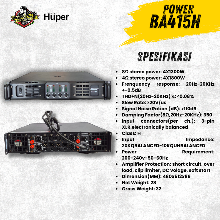 Huper Barclay Power BA415H Amplifier