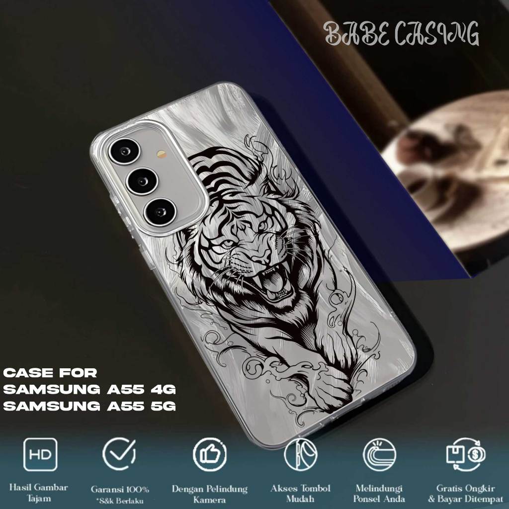 CASE SAMSUNG A55 CASING HANDPHONE FEATHER LASER PREMIIUM MATTE - MOTIF MACAN - SOFTCASE SAMSUNG A55