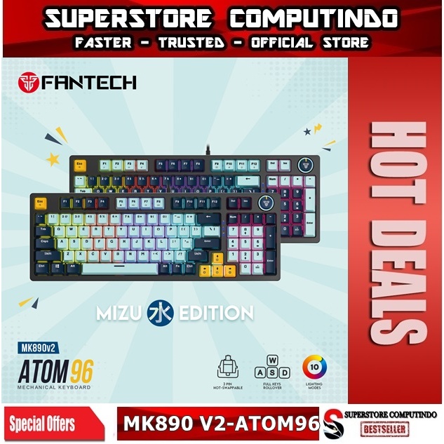 8K7V Fantech Atom96 Mk890 V2 Wired Mechanical Gaming Keyboard Mizu Edition