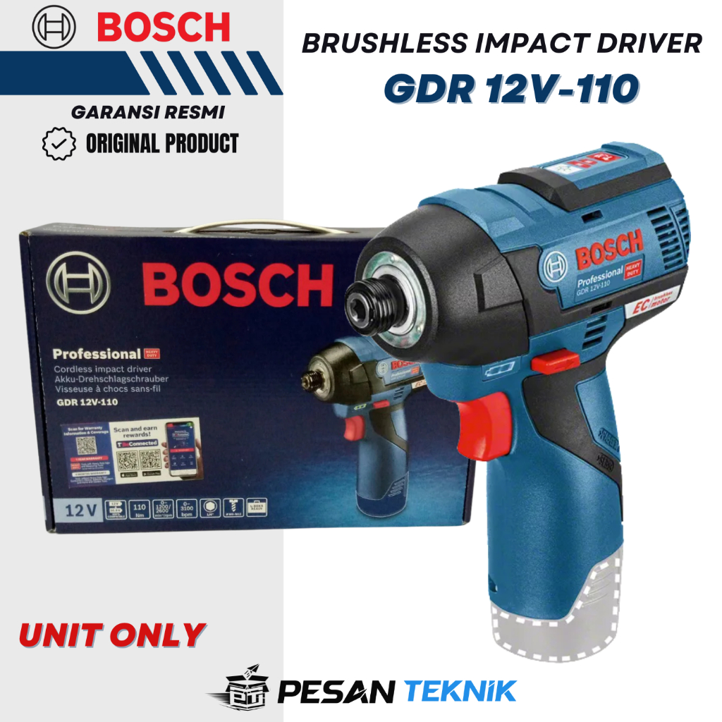 Brushless Impact Driver Mesin Bor Obeng Baterai 12V BOSCH GDR12V-110