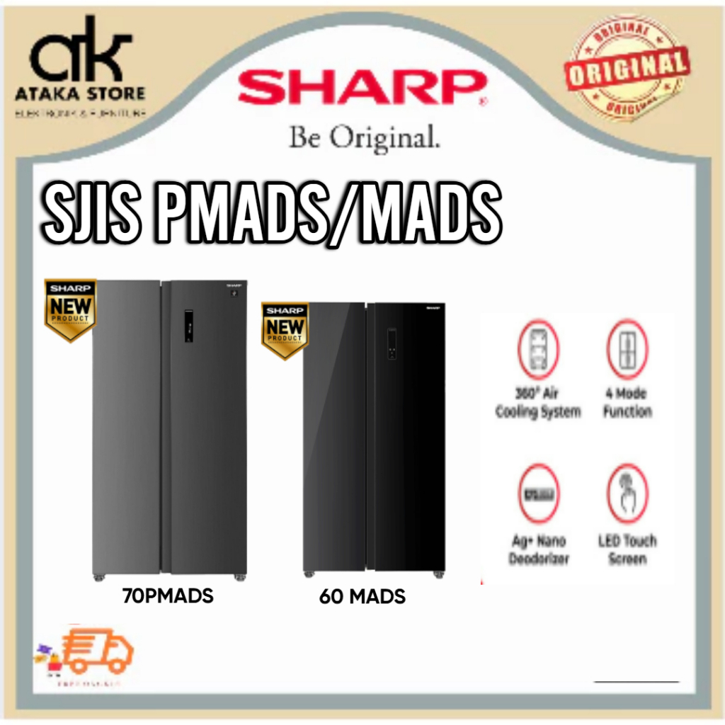 KULKAS SHARP 2 PINTU SJIS60MADS/SJIS70PMADS SIDE BY SIDE SHARP