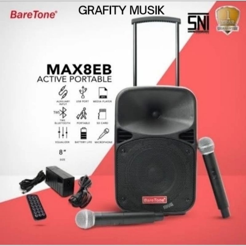 Speaker Portable Baretone Max 8EB Original Speaker Portable Baretone 8 Inch Max 8 EB