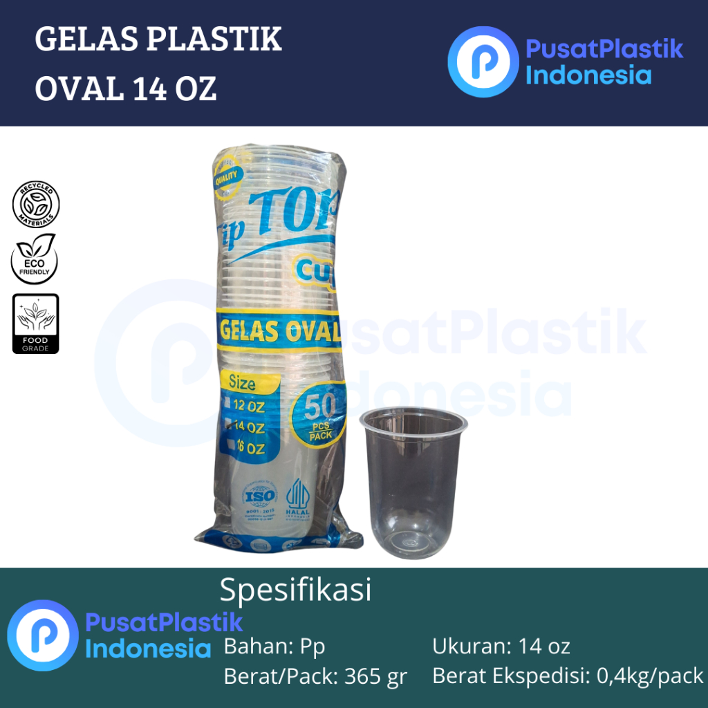Gelas Plastik Oval 14oz Isi 50pcs / U Cup / Gelas Kekinian | Tutup Gelas 10oz 120z 140z 160z 22oz is