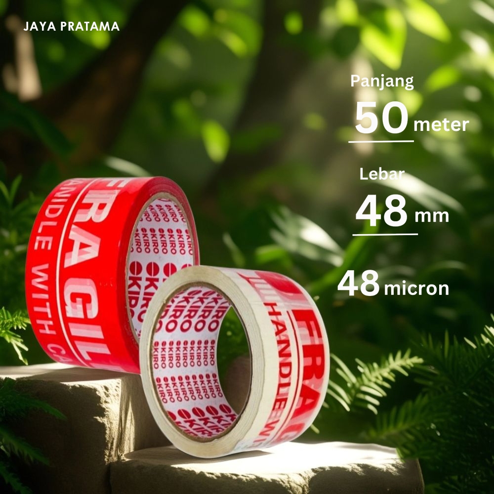 

LAKBAN OKIRO FRAGILE MERAH & PUTIH 70 YARD - 48MIC | KUALITAS PREMIUM