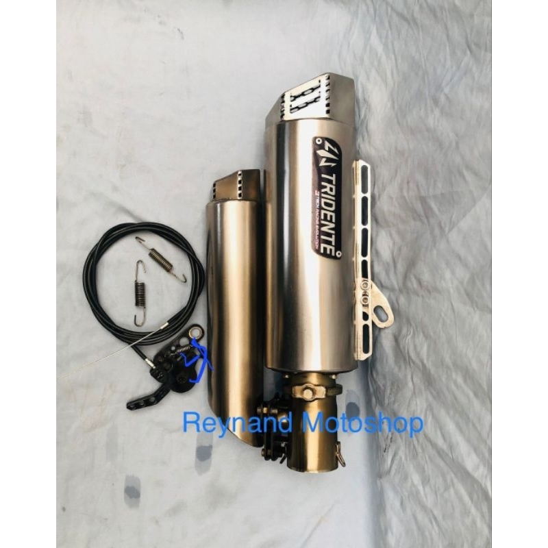 Knalpot 3 suara tridente f23 silver 3tech