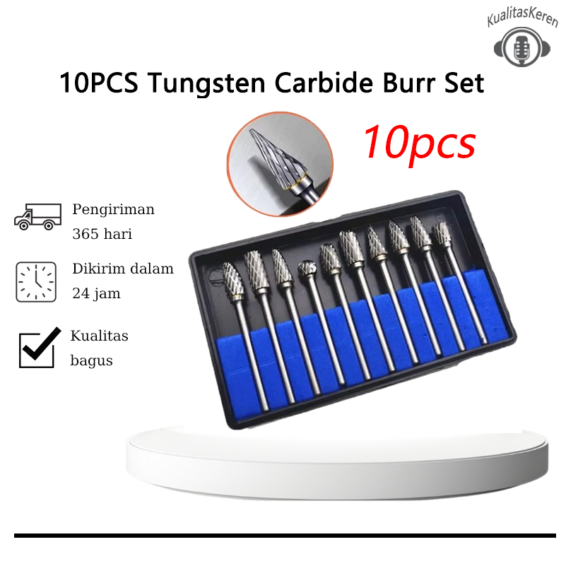 bq_Mata Bor Tuner Cuner Porting Set 10pcs Karbida Tungsten Shank 3mm Diameter Potong 6mm Panjang 40–