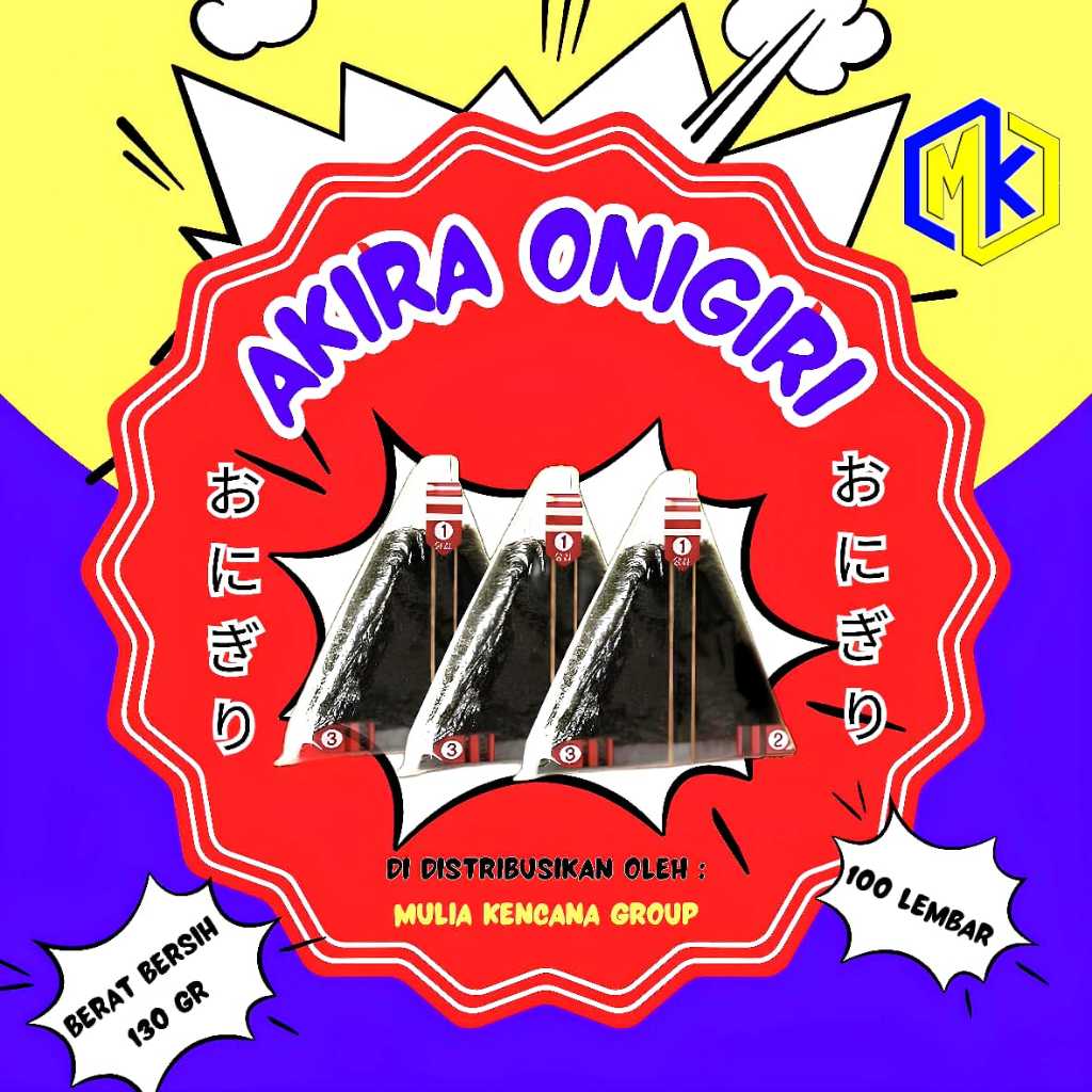 

AKIRA ONIGIRI 100 LEMBAR/RUMPUT LAUT ONIGIRI/BERAS JEPANG/ONIGIRI SEAWEED 100 SHEET/ CETAKAN ONIGIRI