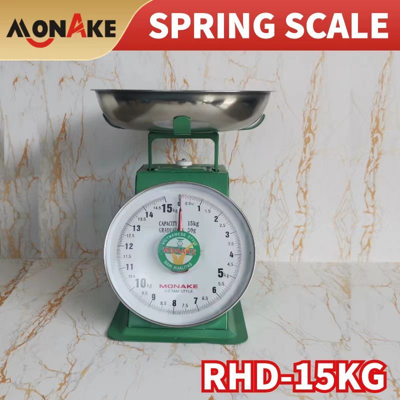 Timbangan VIETNAM HIJAU MONAKE RHD monake spring scale - 15kg Besi Stainless Jarum Analog Manual Dud