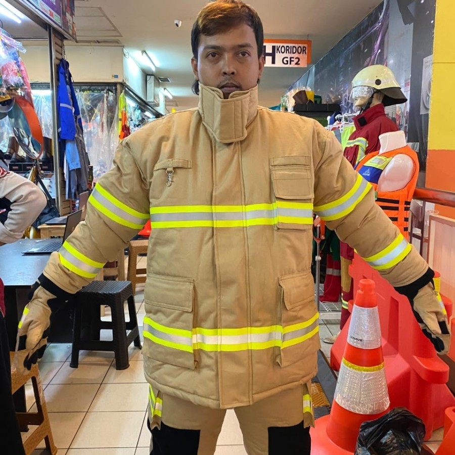 Baju Pemadam Kebakaran Nomex IIIA Khaki Murah / Baju Pemadam Nomex Murah