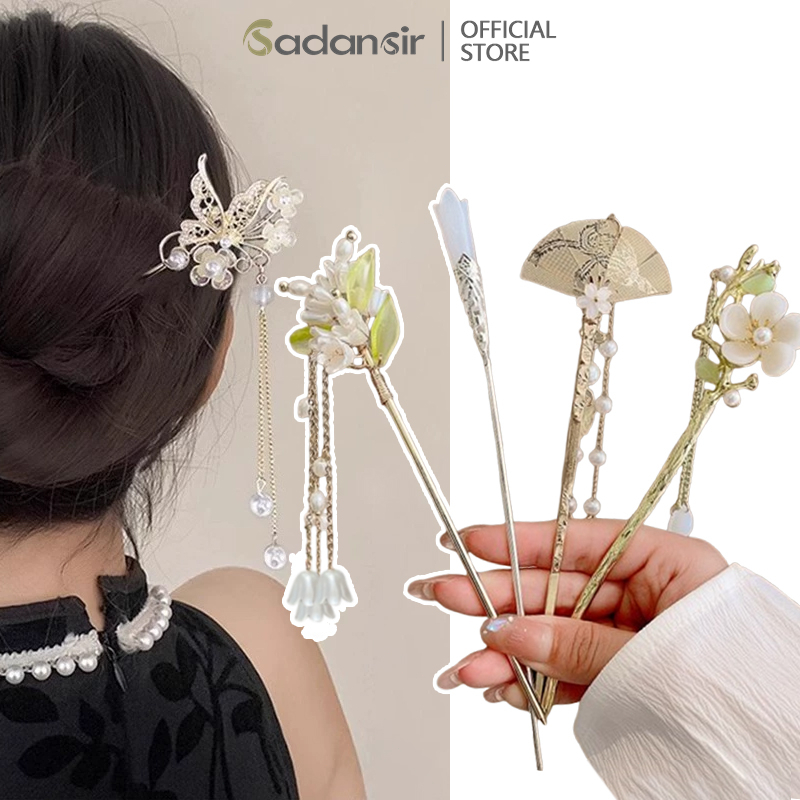 Sadansir Jepit Rambut Kupu-kupu Perak Rumbai Tusuk Konde Wanita Lumung Kelas Atas Hiasan Kepala