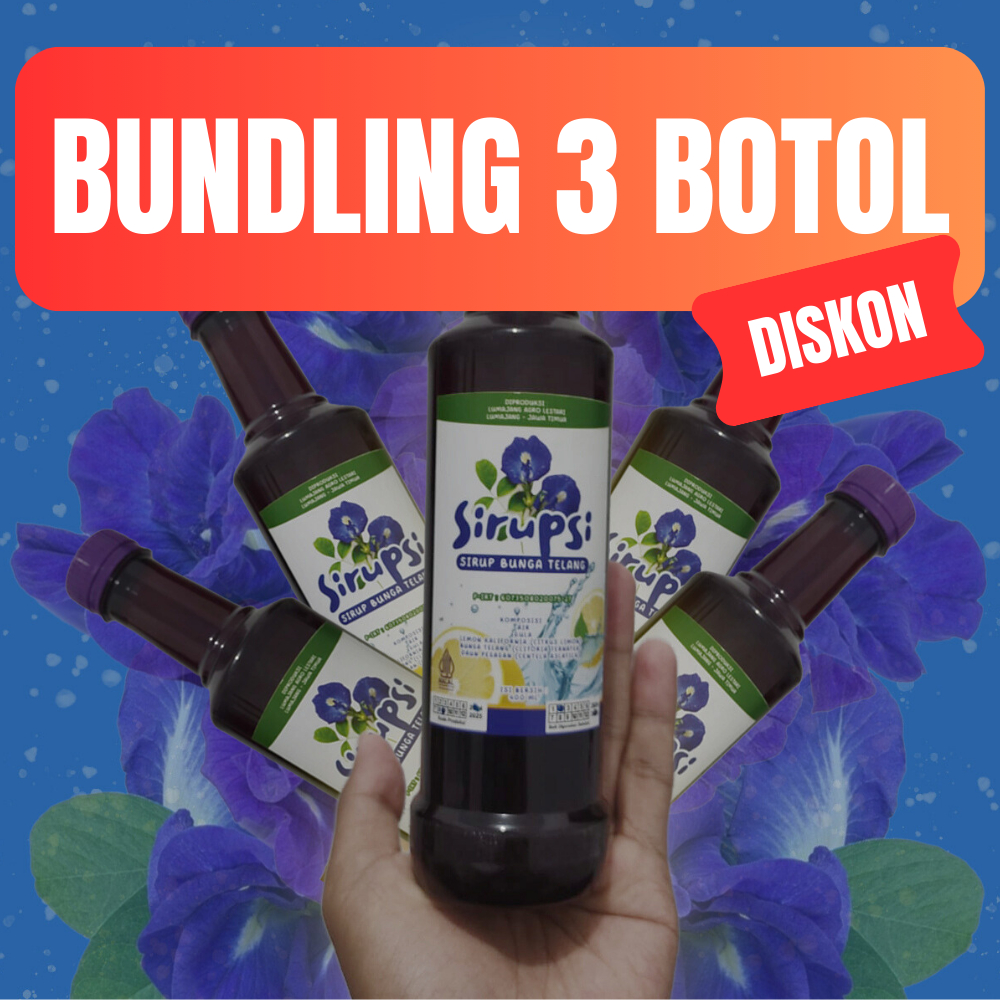 

(BUNDLE 3 BOTOL) SIRUP BUNGA TELANG - 400 ml - Antioksidan tinggi, Atasi hipertensi dan jantung, tingkatkan sistem kecerdasan otak - Minuman Sehat - sirup