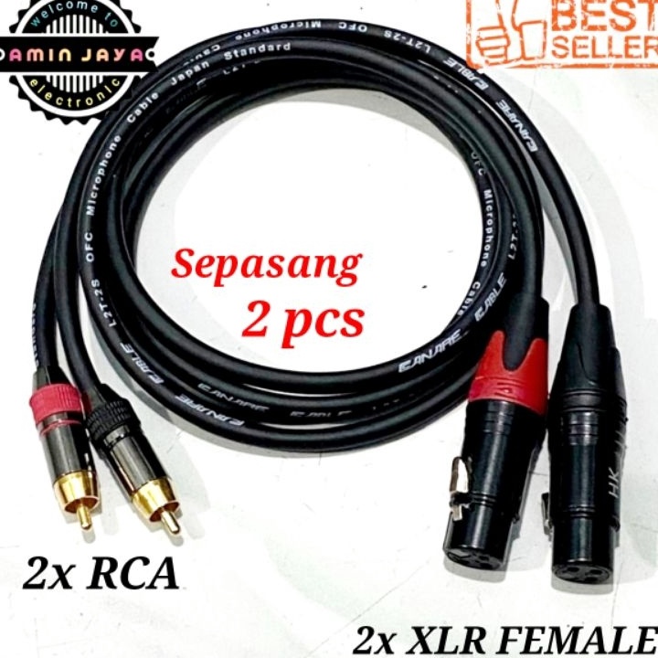 Flash Kabel rca to xlr canon female kabel jack xlr female to rca sepasang