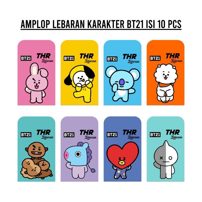 

AL06 AMPLOP THR Angpau Lebaran Karakter Anak BT21 Ukuran Kecil isi 10 pcs