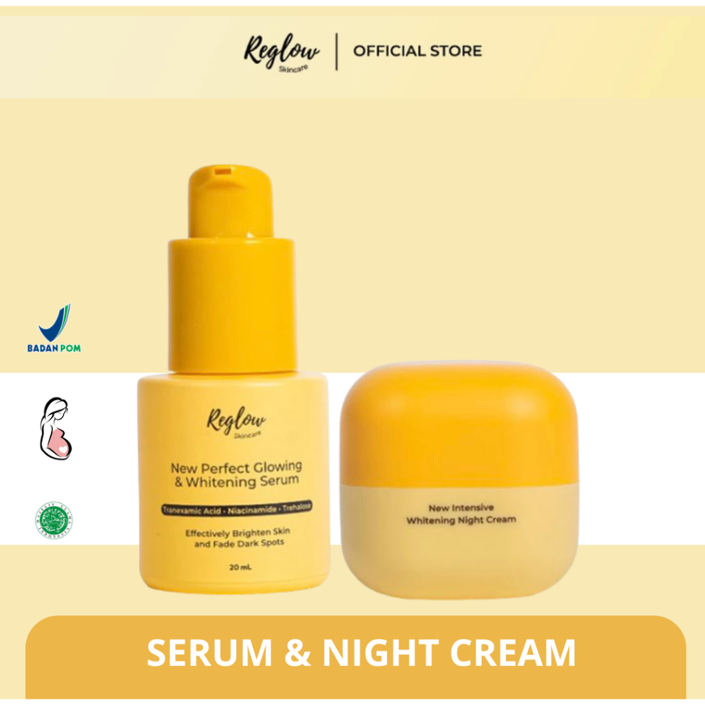 Reglow Night Cream dan Whitening Serum Paket Korean Glasskin Mencerahkan Wajah BPOMReglow Perfect Gl
