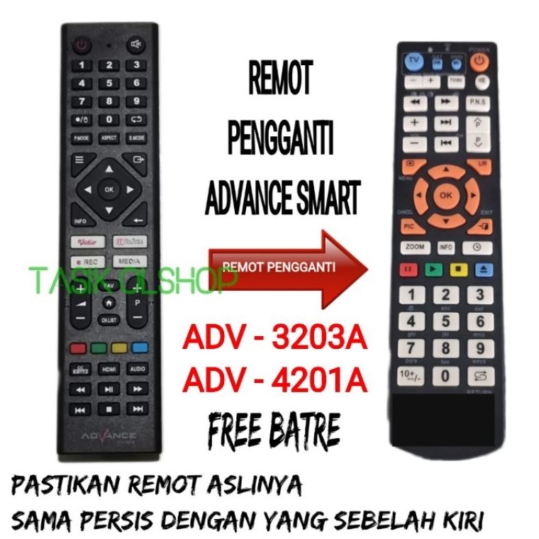 Diskon PENGGANTI REMOTE TV LED ADVANCE SMART ANDROID ADV 323A ADV 421A FREE BATRE