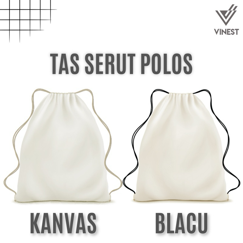 Tas Serut Kanvas Putih Polos / Drawstring Bag Polos/ Tas Sumbu / Tas Lukis Ecoprint