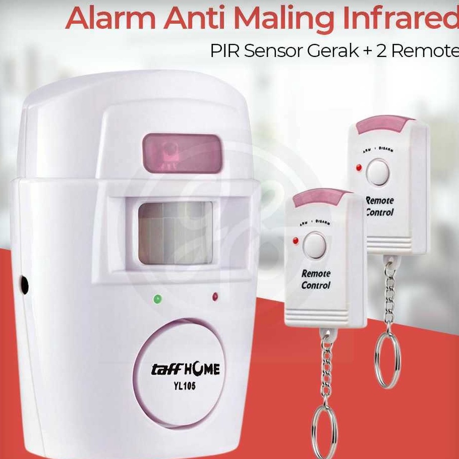 Terbatas GE Alarm Anti Maling Sensor Gerak Infrared PIR 15dB 2 Remote  YL15