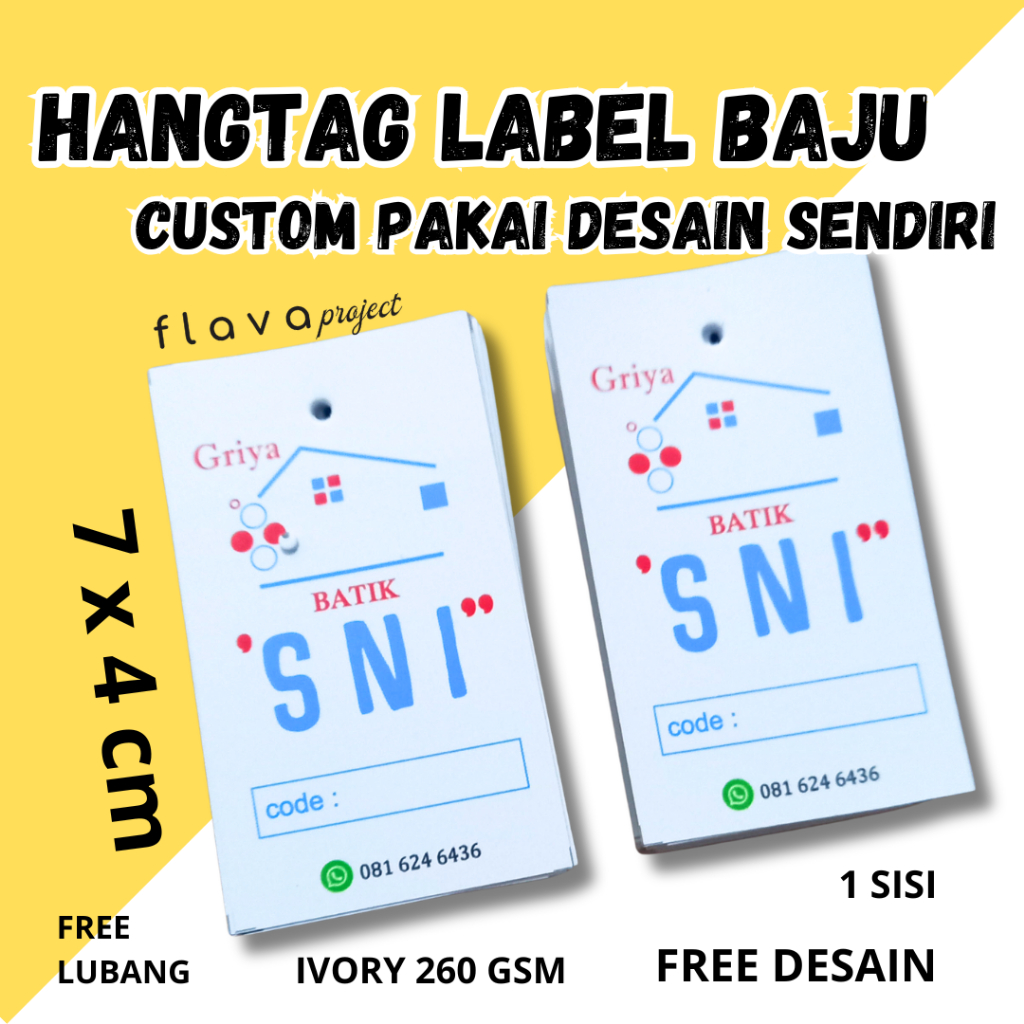 

[PAKET HNAGTAG BAHAN 310gsm] Hang tag / pricetag / label baju kaos kerudung jilbab butik tas sepatu dll