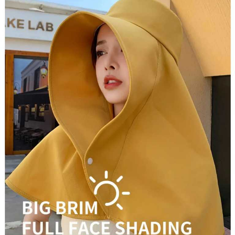 Topi Muslim Pelindung Matahari Selendang Besar untuk Wanita Topi Pinggiran Lebar Topi Umbroh