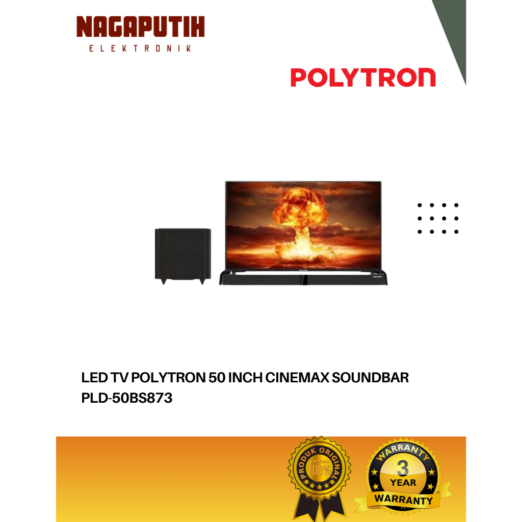 POLYTRON LED TV 50 INCH PLD-50BS873 DIGITAL TV CINEMAX SOUNDBAR
