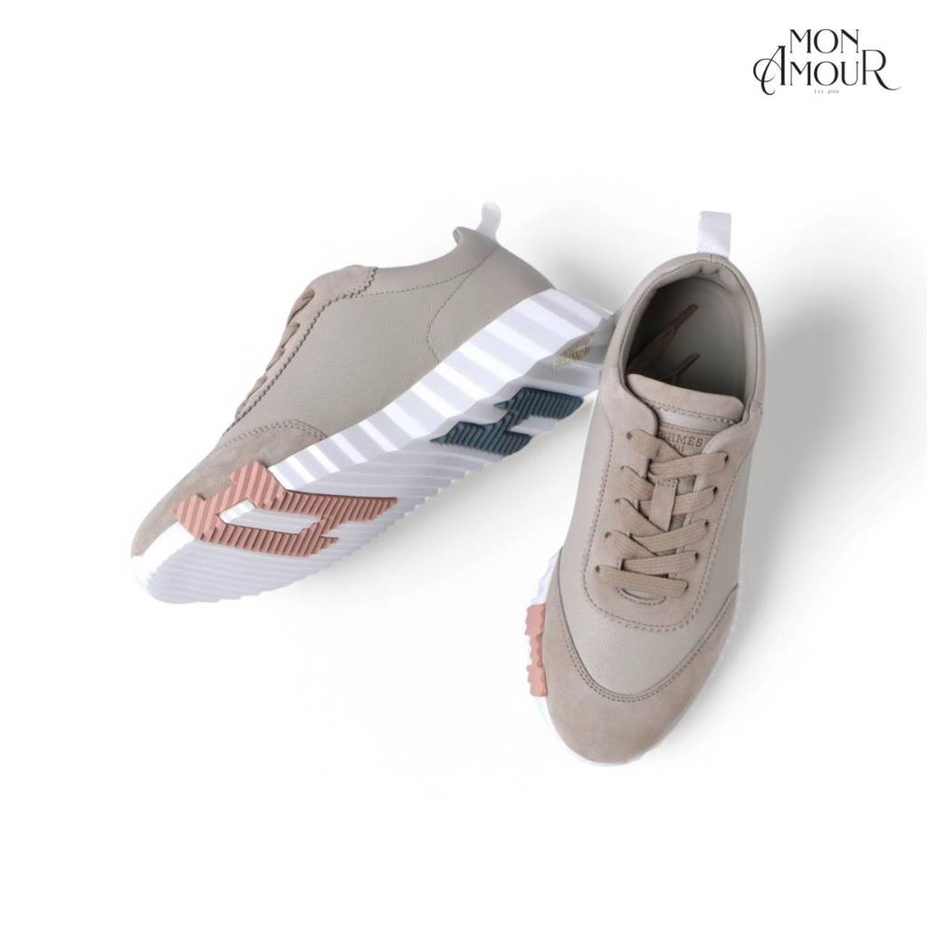 [READY STOCK] H*RMES BOUNCING LEATHER SNEAKER IN BEIGE ESQUISSE