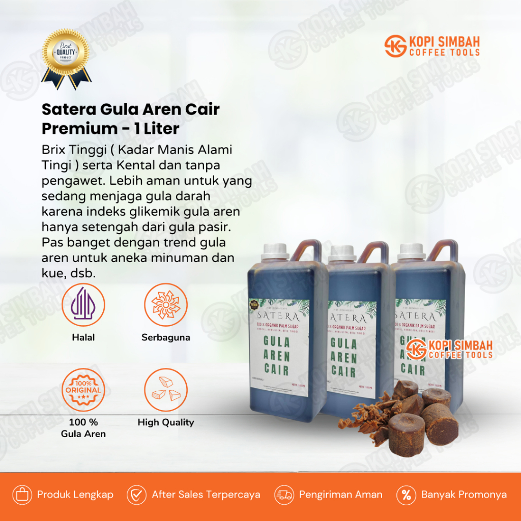 

Sirup Gula Aren Cair Premium SATERA 1 Liter 100% Brown Palm Sugar Syrup Organik Tanpa Pengawet