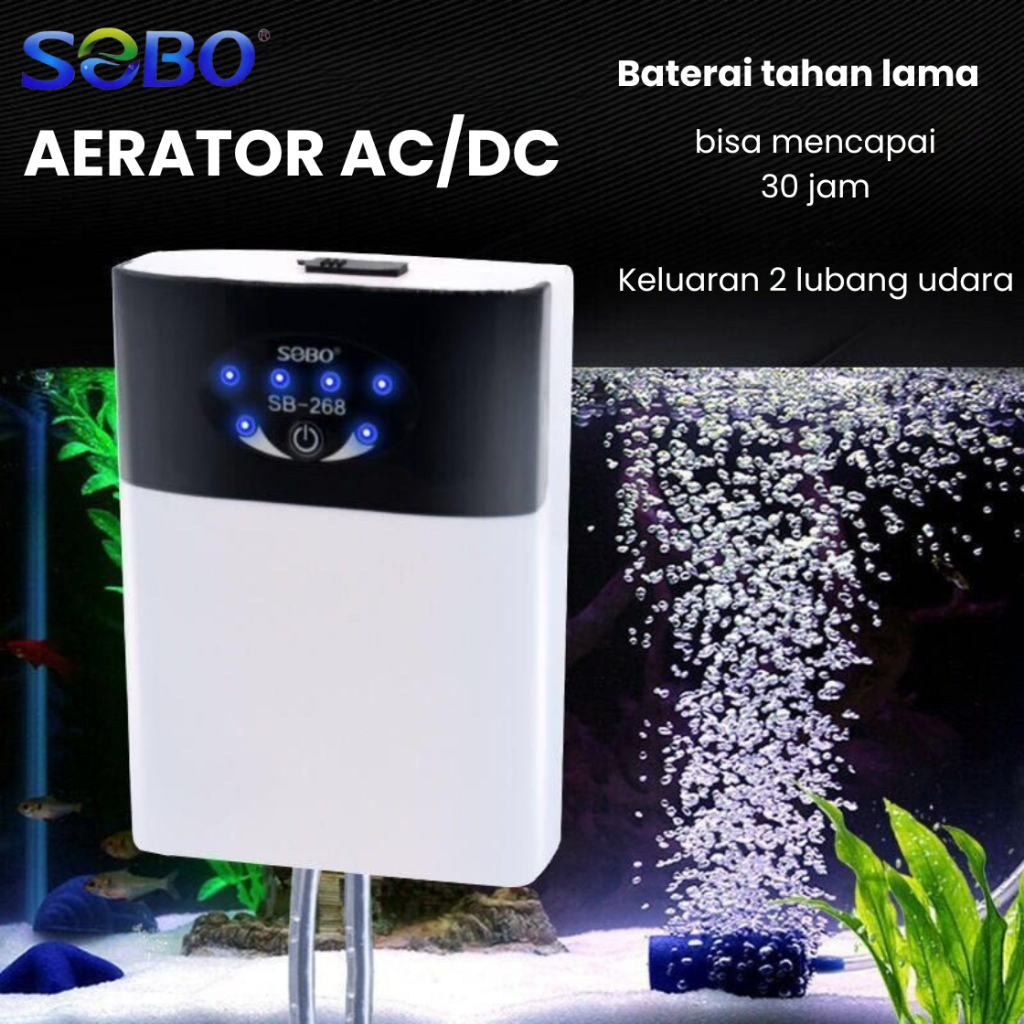 Aerator DC Pompa Aerator Akuarium Baterai Pompa Gelembung Udara AC DC Oksigen Aquarium