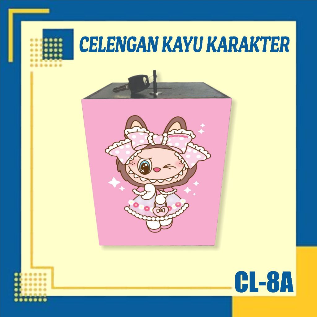 CELENGAN KARAKTER LUCU KAYU KARAKTER LABUBU KARTUN LUCU, CELENGAN KARAKTER LUCU ANAK, KOTAK TABUNGAN