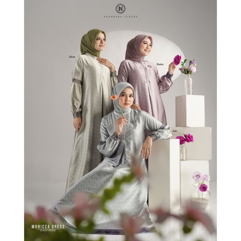 NADHEERA MONICCA DRESS - GAMIS NADHEERA MONICCA - GAMIS NADHEERA BEST SELLER - GAMIS BAHAN silkania 