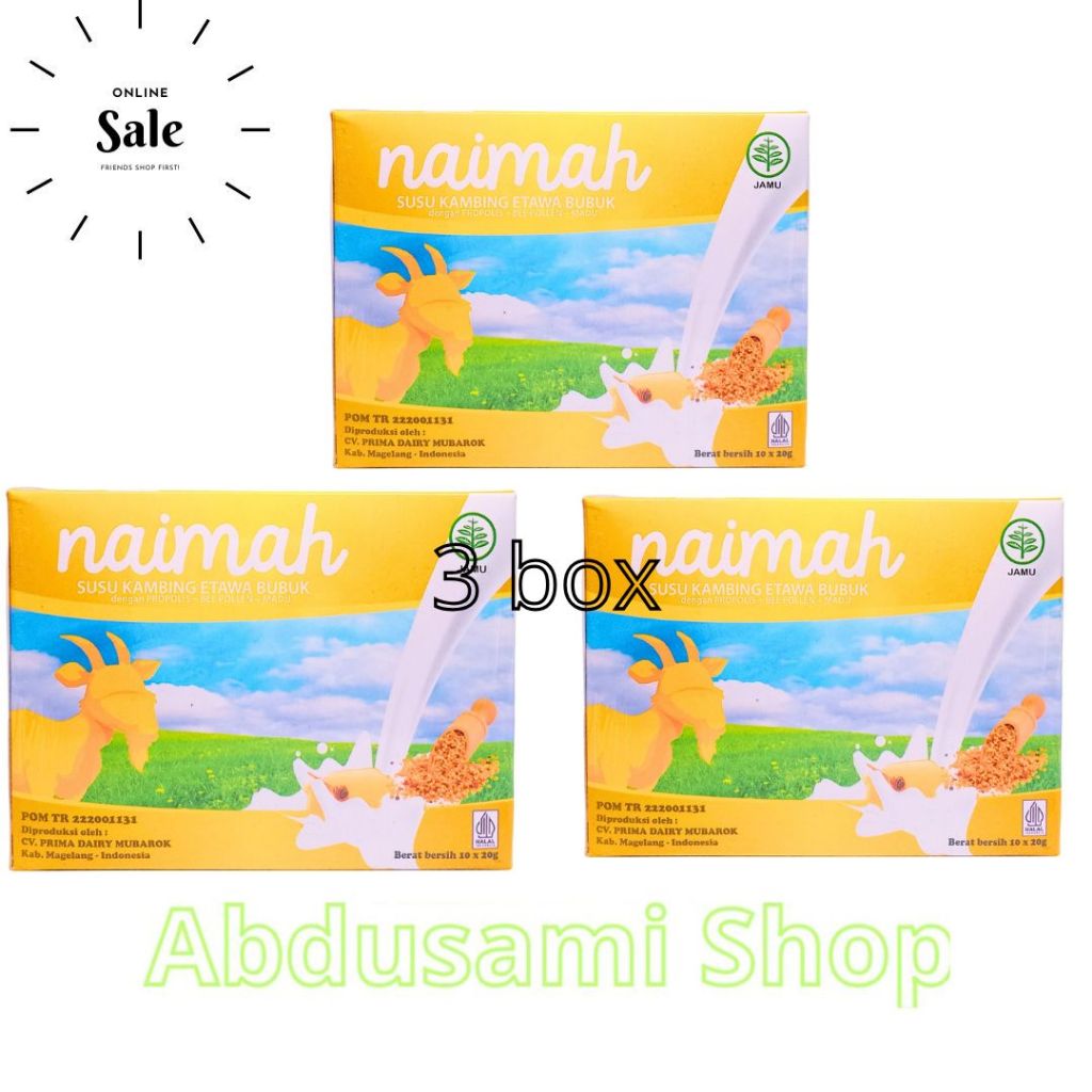 

Paket 3 Susu Naimah Plus Propolis Bee Pollen Asli Susu Kambing Etawa