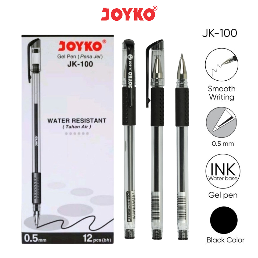

Pulpen Gel Joyko Tahan Air 0.5m JK - 100 ( 1 Pack Isi 12 PCS)