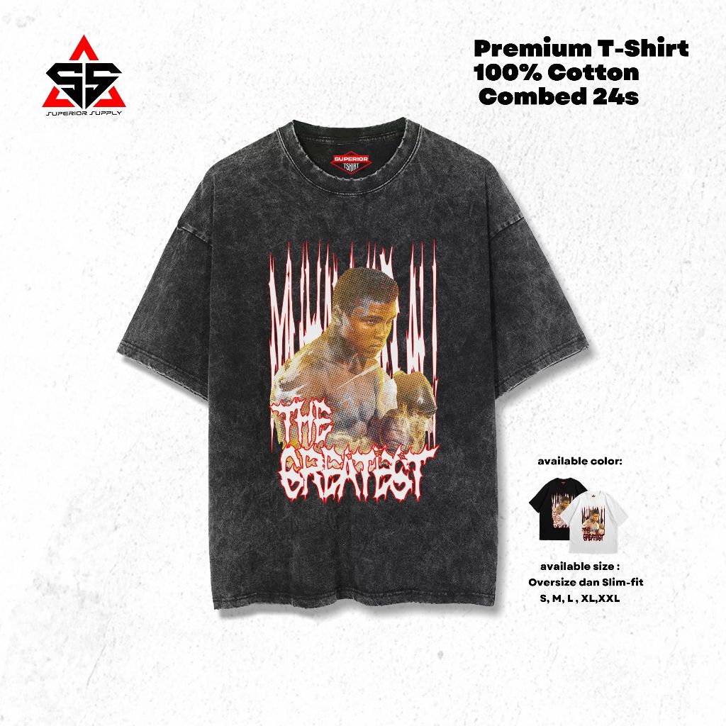 SUPERIOR Kaos Muhammad Ali Oversized washed tshirt Oversize slimfit sandwash ALI-6