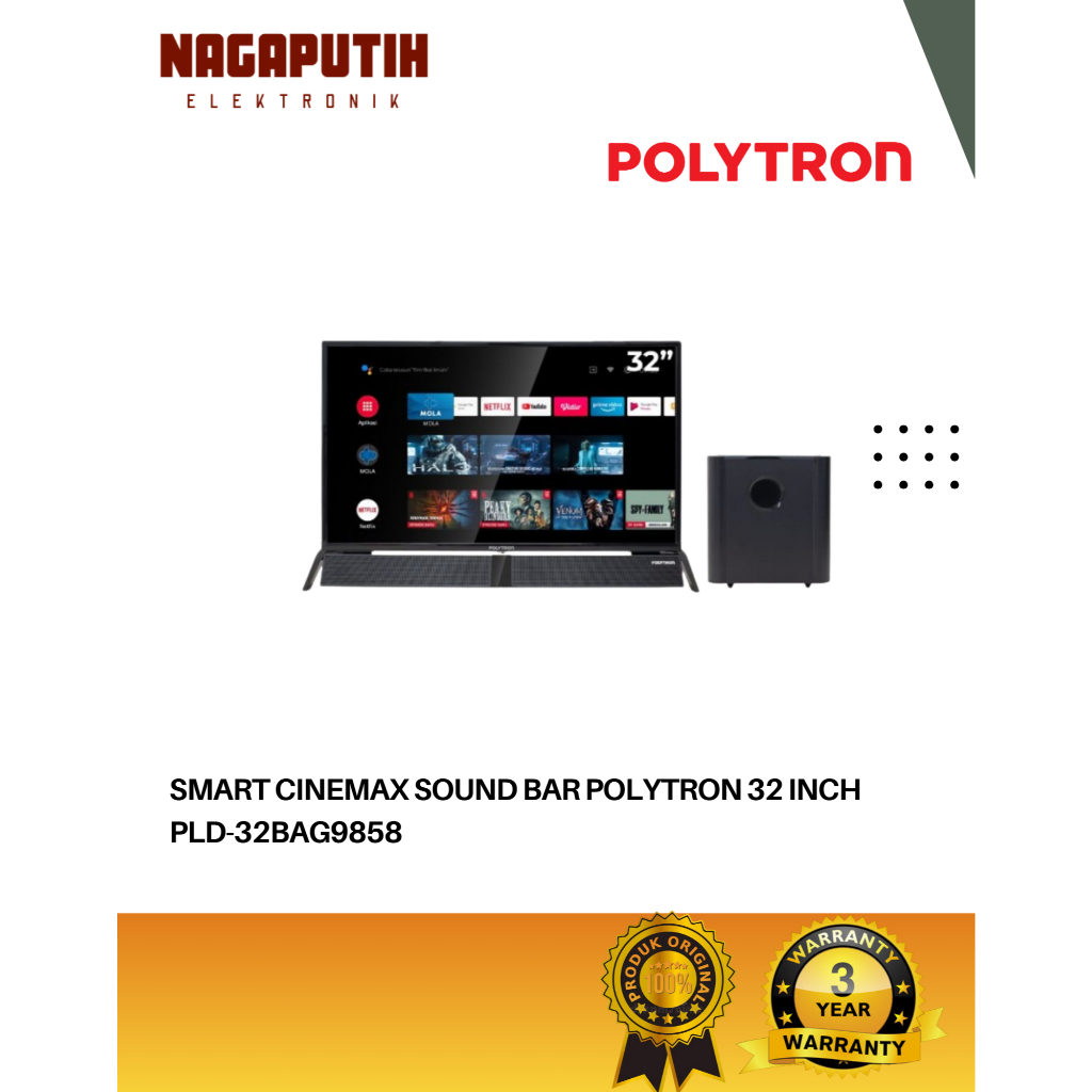 Polytron Smart Soundbar TV 32 Inch PLD-32BAG9858 Garansi