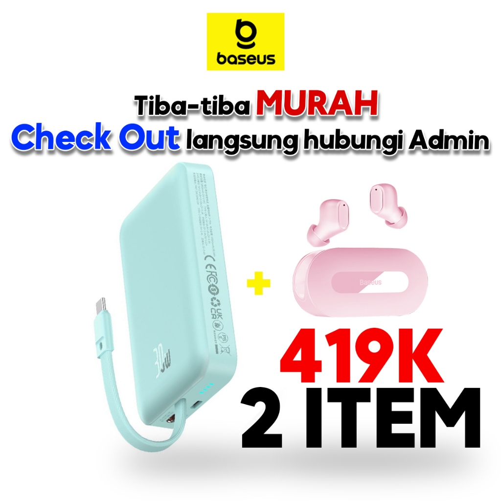 [HOT BUNDLING] Baseus Power Bank 30W Wireless Magsafe Powerbank + TWS EZ10 Headset Bluetooth