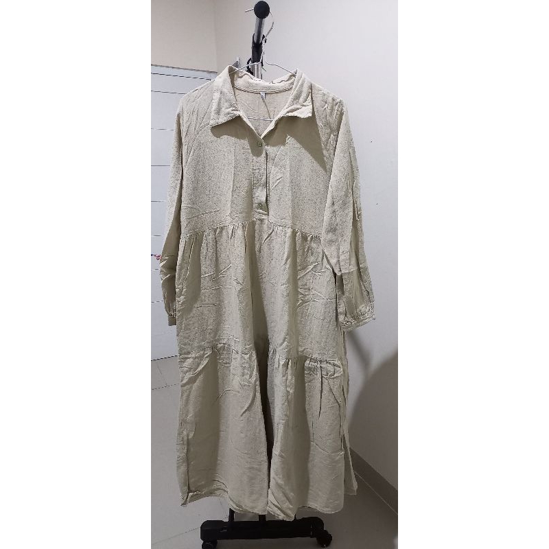 Preloved Mididress Midi Dress Masalinen Masa Linen Beige Cream