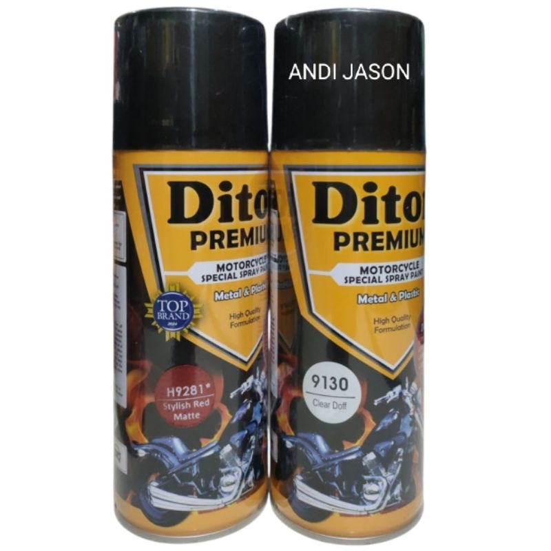 PAKET 2 KALENG DITON PREMIUM 400CC 9281 STYLISH RED MATTE ( RED DOFF ) / 9130 CLEAR DOFF