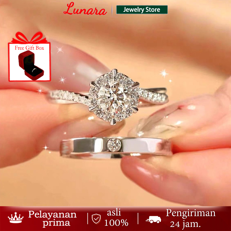 【Free Gift Box】Cincin Couple Cincin Pasangan Titanium Perak Anti Karat  Cincin Couple Adjustable Cin