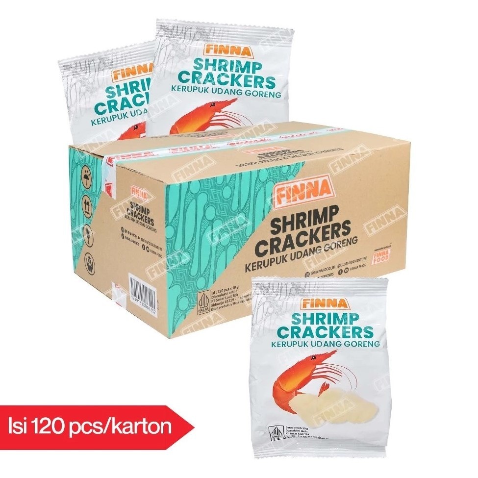 

FINNA Kerupuk Udang Goreng Matang Siap Makan 10gr Grosir Dus (120 pcs)