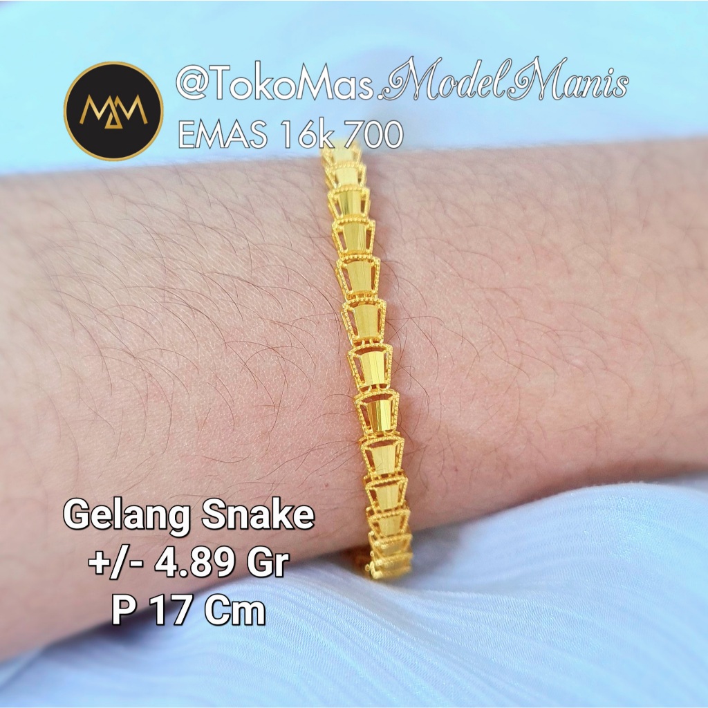 Gelang Dubai Rantai Serpenti Kuning 700 kadar 16k