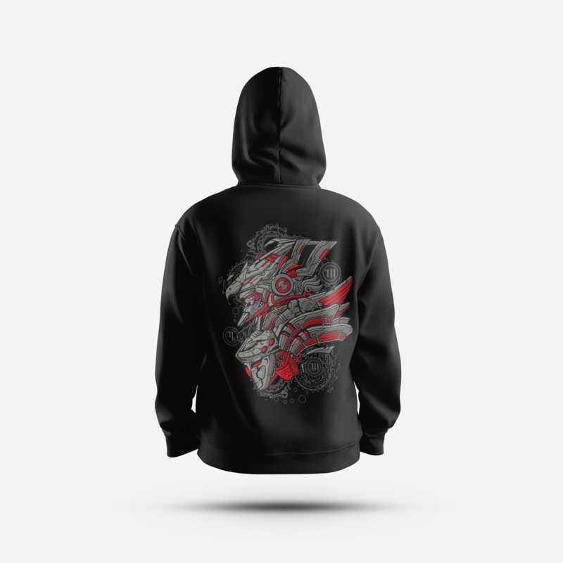 HOODIE CULTURE HERO GARUDA MECH MERAH Wayang Jawa Pria Budaya Futuristik Robot Vector Garuda Indones