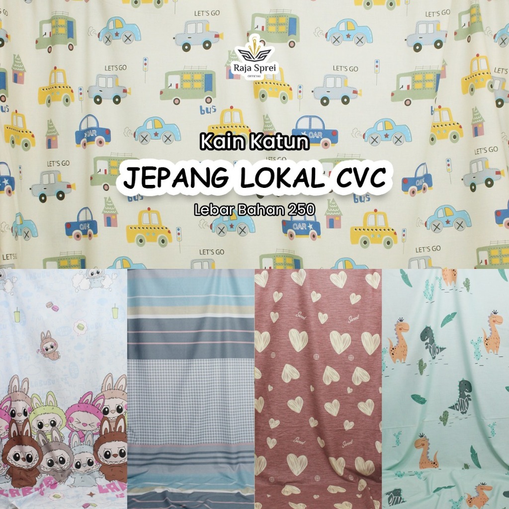 Grosir Ecer Bahan Kain Meteran Katun Jepang Lokal Cvc Premium / Kain meteran katun motif anak motif 