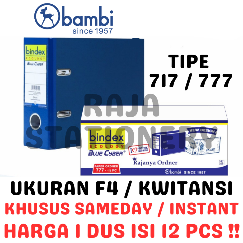 

BAMBI ORDNER F4 KWITANSI ODNER BINDEX ECOLOGY ORDNER 777 717 BLACK BLUE KUARTO KWARTO FOLIO F4 75MM HITAM BIRU BLUE CYBER BOX LUSIN KARTON SAMEDAY INSTANT [12PCS]