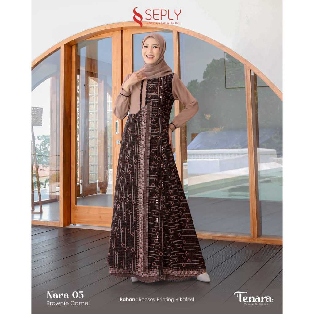 Gamis Dewasa Nara 05 Brownie Camel Seply || The Soulthan Dress Style 2 by Nadheera Luxury