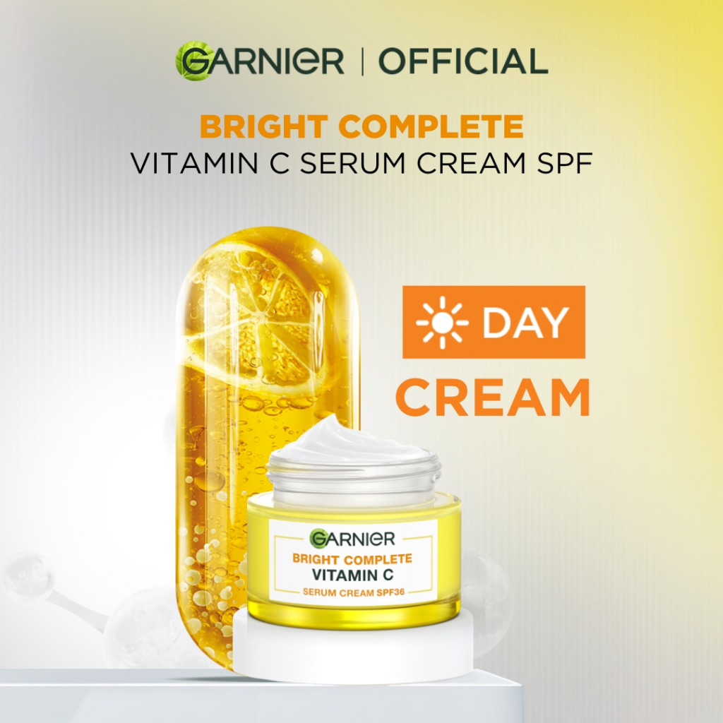 GARNIER Bright Complete Vitamin C Brightening Serum Day Cream Krim Mencerahkan SPF 36 PA +++ 50 ml M