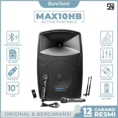 Speaker aktif Baretone 10 inch max10hb max 10hb max 10 hb speaker portable karaoke